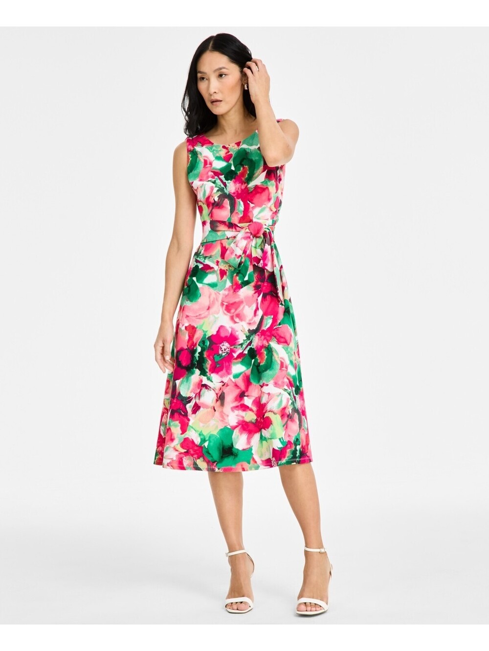 Kasper Printed Scuba Tie-Waist Dress, Regular & Petite Sizes 6